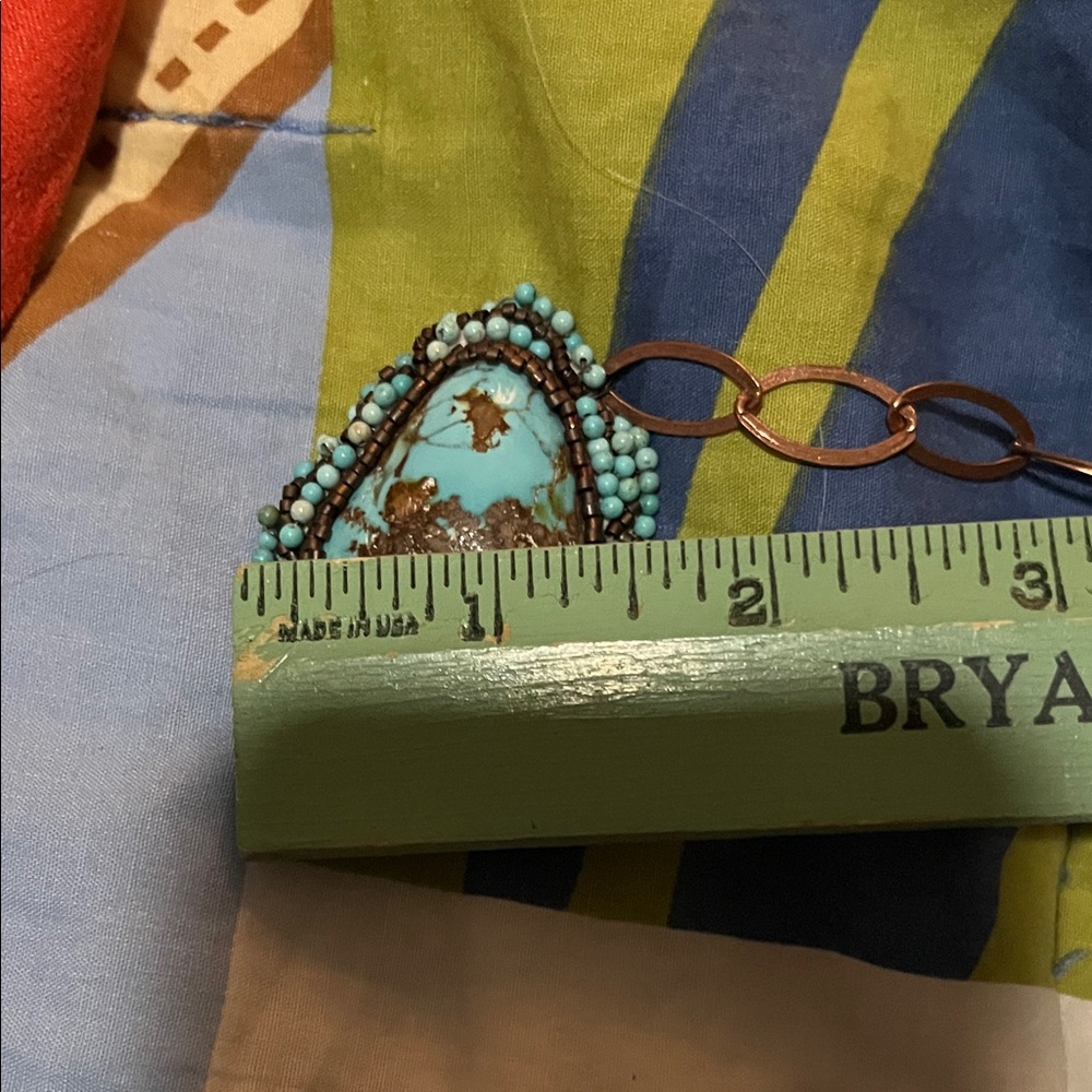 Royston Turquoise Beaded Statement Pendant Necklace - Blue - Picture 7 of 9
